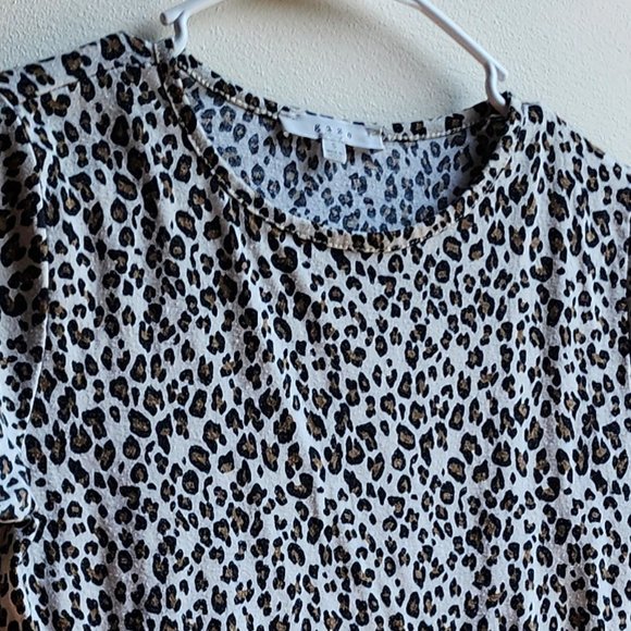 Gaze Animal Print Ruffled Short Sleeve Jersey Size Small - Picture 2 of 11